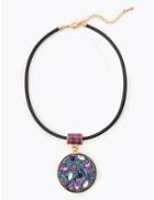 Marks & Spencer Disc Pendant Necklace Purple Mix