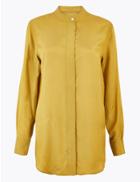 Marks & Spencer Mandarin Collar Longline Relaxed Fit Blouse Hay