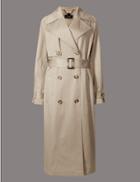 Marks & Spencer Cotton Blend Trench Coat With Stormwear&trade; Natural