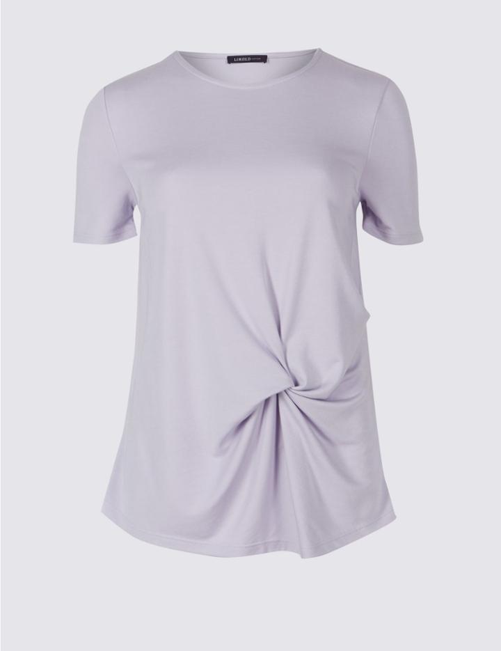 Marks & Spencer Modal Rich Twist Front Short Sleeve T-shirt Lavender