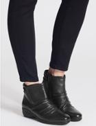 Marks & Spencer Leather Elastic Ruched Ankle Boots Black