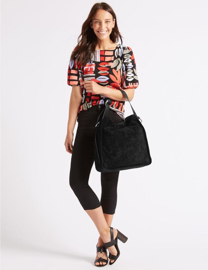 Marks & Spencer Suede Hobo Bag Black