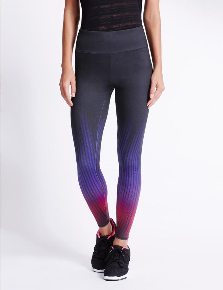 Marks & Spencer Performance Ombre Print Leggings Black Mix