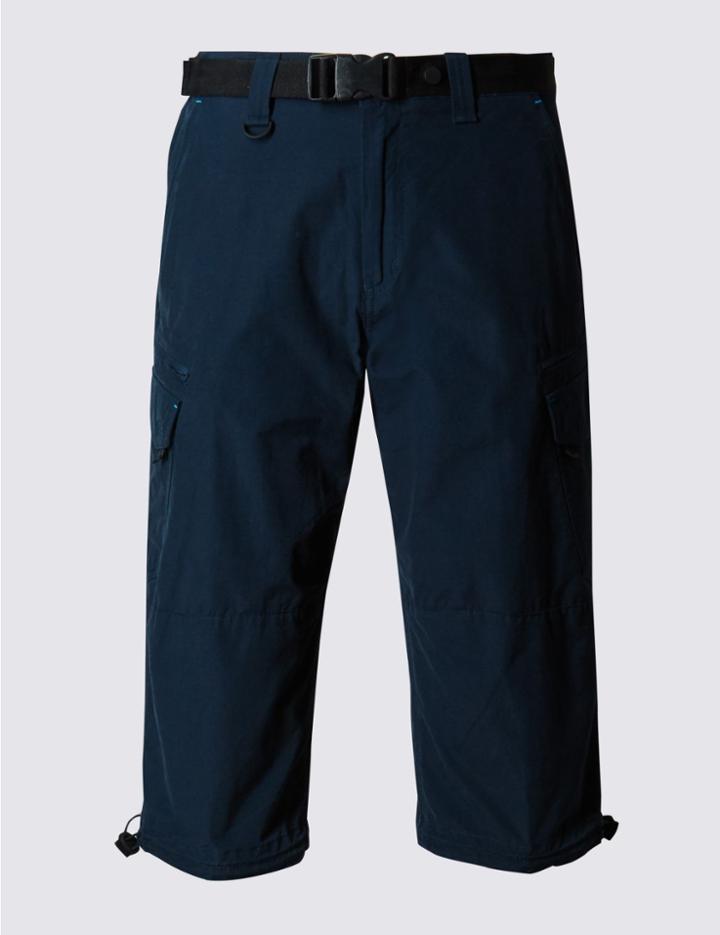 Marks & Spencer 3/4 Length Shorts With Belt Navy