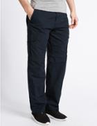 Marks & Spencer Regular Cotton Rich Trekking Trousers With Belt Navy