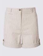 Marks & Spencer Pure Cotton Striped Casual Shorts Neutral