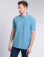 Marks & Spencer Pure Cotton Polo Shirt Pale Blue