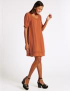 Marks & Spencer Lace Insert Short Sleeve Tunic Dress Rust