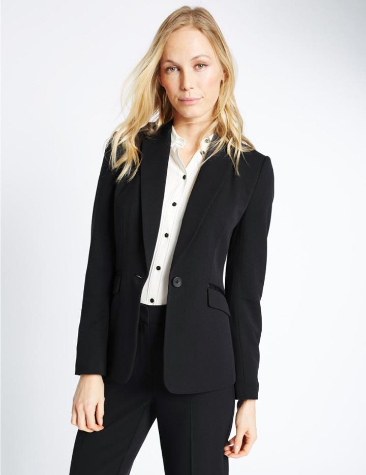 Marks & Spencer Grosgrain Trim Single Button Blazer Navy
