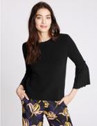 Marks & Spencer Crop Pleat Sleeve Jumper Black