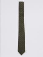 Marks & Spencer Pure Silk Spotted Tie Khaki