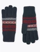 Marks & Spencer Fairisle Knitted Gloves Red Mix