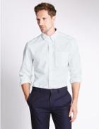 Marks & Spencer Pure Cotton Oxford Shirt With Pocket White Mix