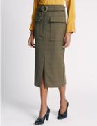 Marks & Spencer Belted Utility Straight Skirt Brown