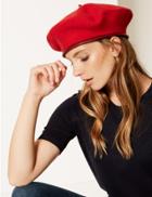 Marks & Spencer Pure Wool Trim Felt Beret Cranberry