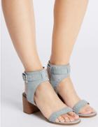Marks & Spencer Suede Block Heel Stud Sandals With Insolia&reg; Grey