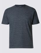Marks & Spencer Slim Fit Striped Crew Neck T-shirt Denim Mix