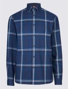 Marks & Spencer Cotton Rich Checked Shirt Navy