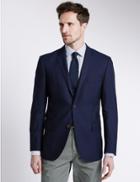 Marks & Spencer Pure New Wool Tailored Fit 2 Button Blazer Navy