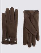 Marks & Spencer Leather Press Stud Gloves With Thinsulate&trade; Brown