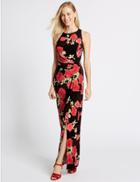 Marks & Spencer Floral Print Drape Waist Maxi Dress Black