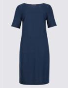 Marks & Spencer Linen Blend Seam Detail Tunic Dress Navy