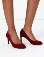 Marks & Spencer Stiletto Heel Almond Toe Court Shoes Berry