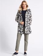 Marks & Spencer Floral Print Ripstop Trench Coat Black Mix