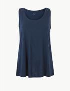 Marks & Spencer Relaxed Fit Slub Vest Top Navy