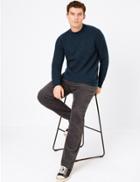 Marks & Spencer Crew Neck Jumper With Wool Navy Mix