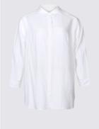 Marks & Spencer Curves Pure Linen 3/4 Sleeve Shirt Soft White