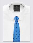 Marks & Spencer Pure Silk Geometric Print Tie Smokey Blue