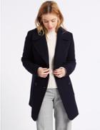 Marks & Spencer Petite Wool Blend Coat Navy