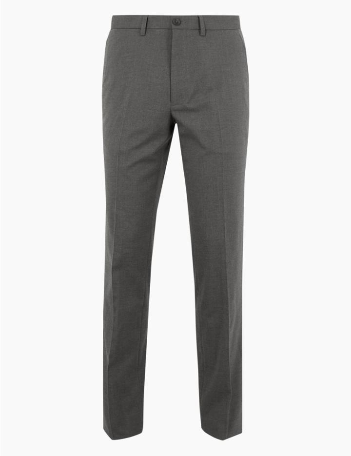 Marks & Spencer Slim Fit Trousers With Stretch Grey