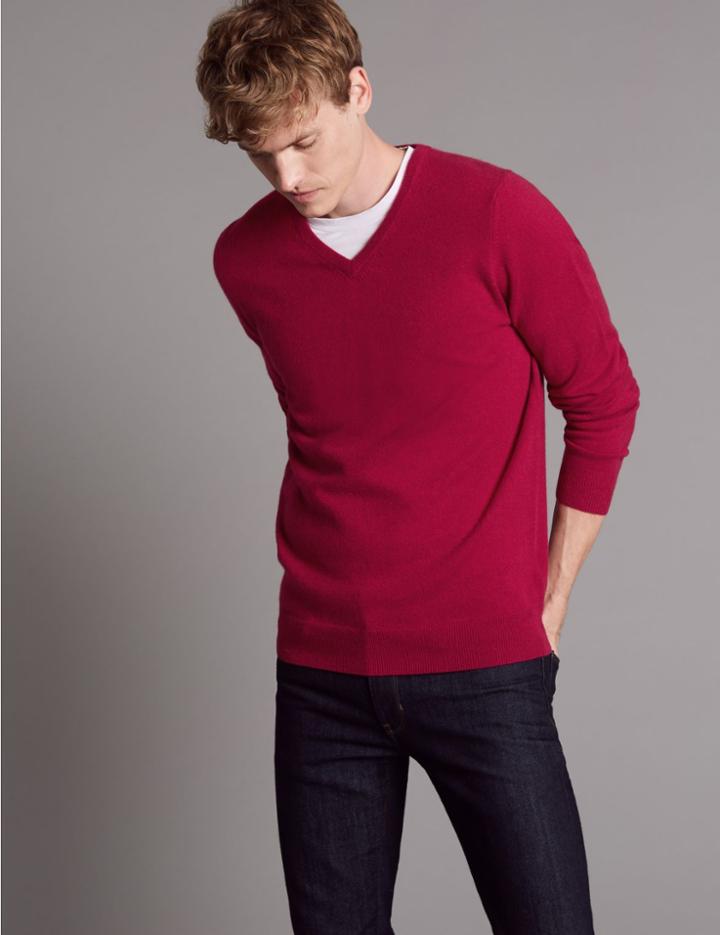 Marks & Spencer Pure Cashmere V-neck Jumper Magenta