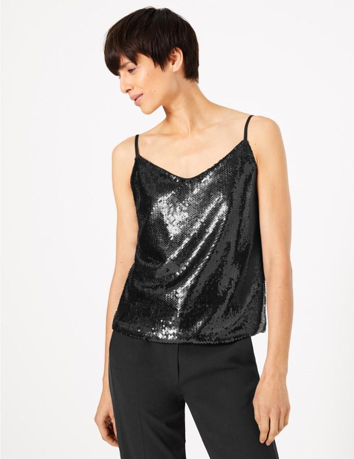 Marks & Spencer Sequin Camisole Top Black