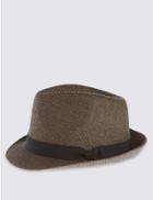Marks & Spencer Double Weave Textured Trilby Hat Khaki