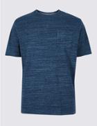 Marks & Spencer Pure Cotton Textured Crew Neck T-shirt Navy Mix