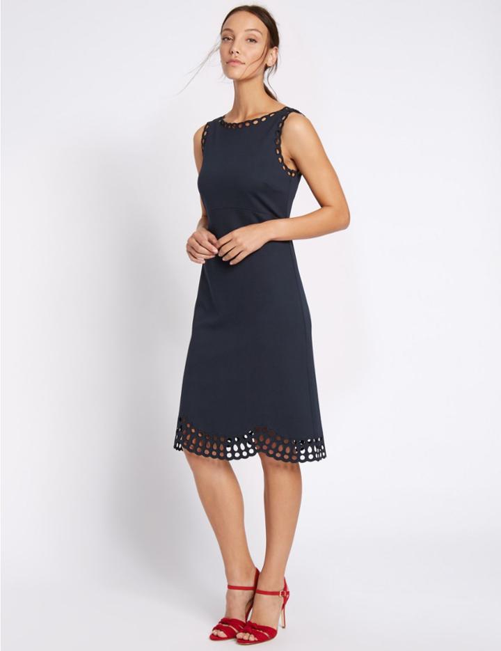Marks & Spencer Cutwork Skater Dress Navy
