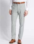 Marks & Spencer Tailored Fit Linen Blend Trousers Light Grey