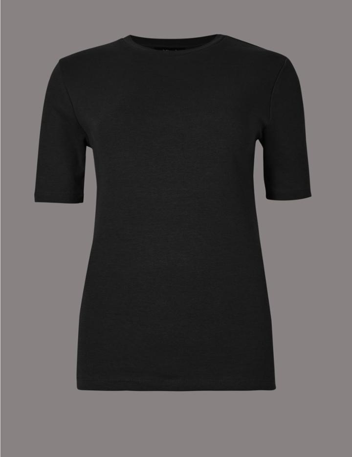 Marks & Spencer Pure Organic Cotton Round Neck T-shirt Black