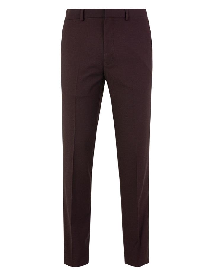 Marks & Spencer Slim Fit Textured Stretch Trousers Burgundy