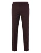 Marks & Spencer Slim Fit Textured Stretch Trousers Burgundy