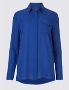 Marks & Spencer Pocket Detail Long Sleeve Shirt Blue