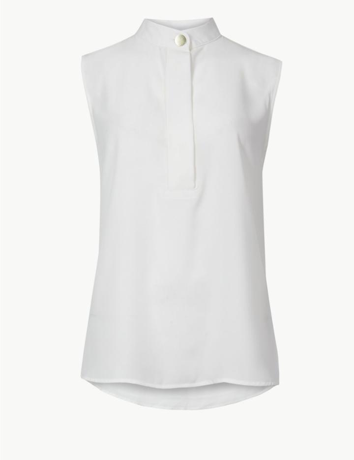 Marks & Spencer High Neck Shell Top Ivory