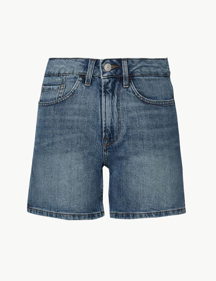 Marks & Spencer High Waist Denim Shorts Medium Indigo