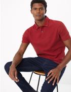 Marks & Spencer Slim Fit Pure Cotton Polo Shirt Dark Red Mix