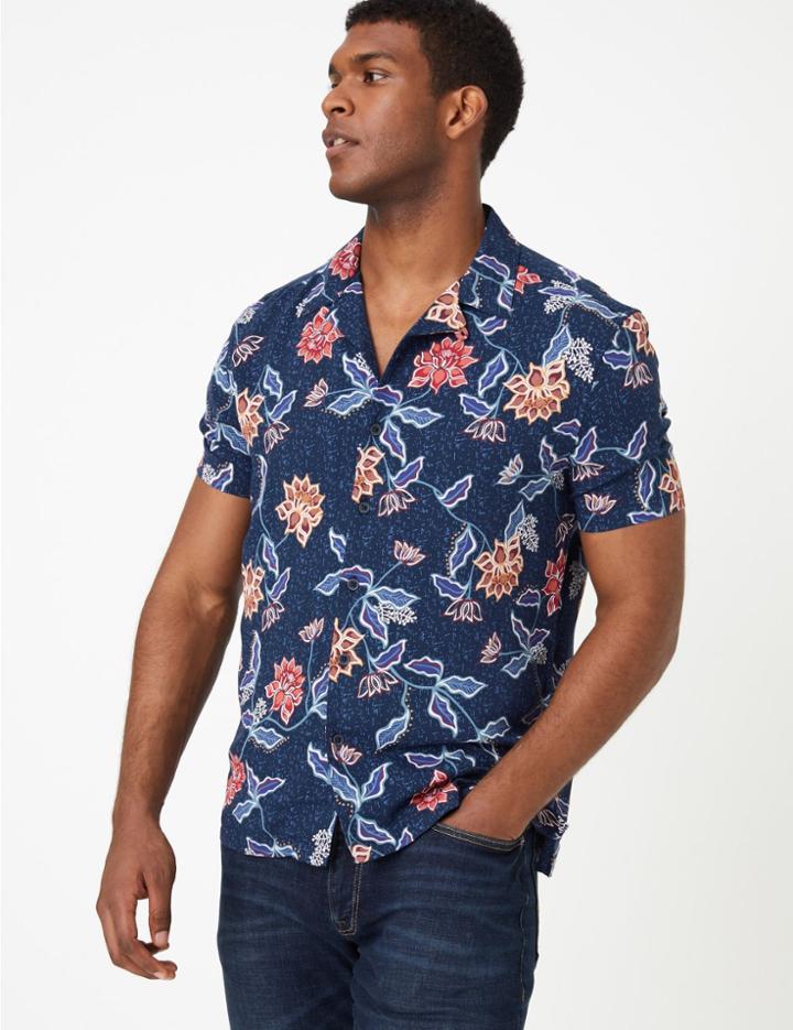 Marks & Spencer Floral Print Shirt Navy