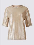 Marks & Spencer Metallic Foil Half Sleeve T-shirt Gold