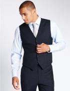 Marks & Spencer Navy Checked Tailored Fit Wool Waistcoat Navy